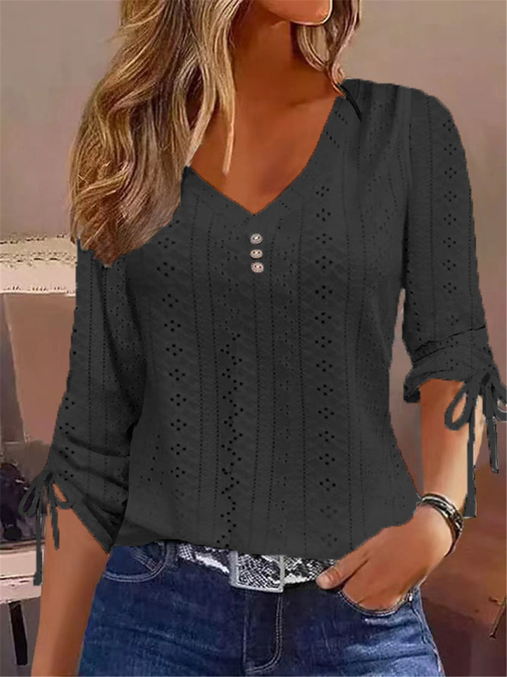 V-neck blouse for women with gathered detail Lune London
