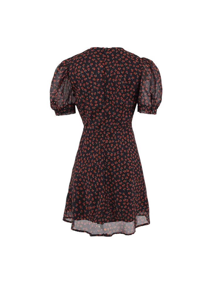 Lune London short-sleeve gathered floral midi dress