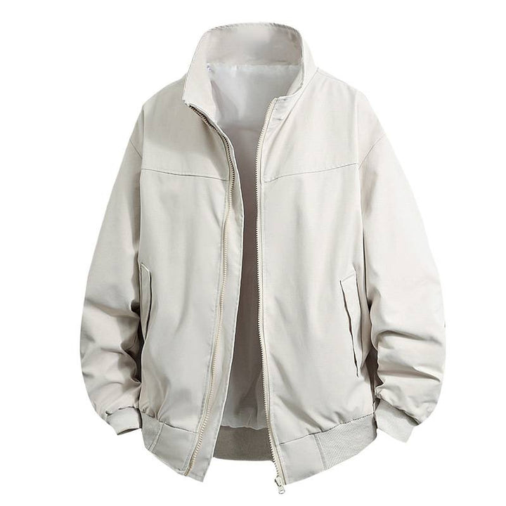 Transitional jacket for men with high collar and practical zippered pockets Lune London