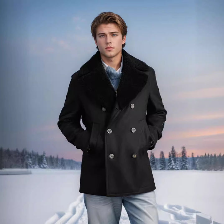 Men's wool coat with contrasting collar Lune London