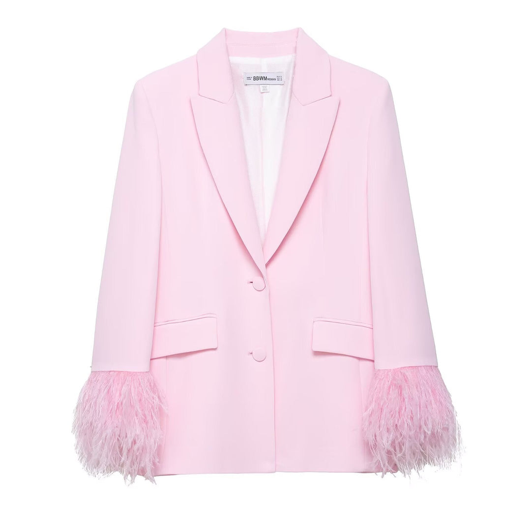 Women Elegant Blazer with Striking Feather Sleeves Lune London