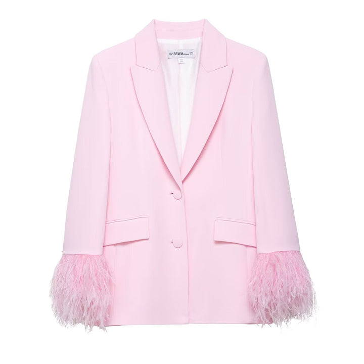 Women Elegant Blazer with Striking Feather Sleeves Lune London
