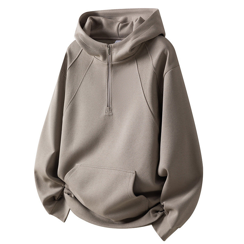 Men's Sporty Fleece Hoodie with Half Zip Lune London