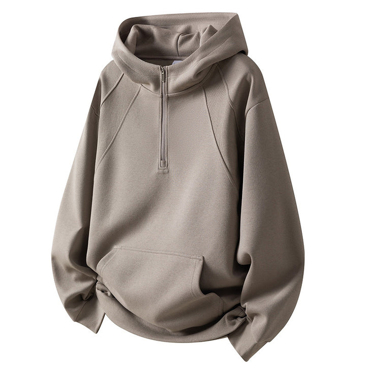 Men's Sporty Fleece Hoodie with Half Zip Lune London