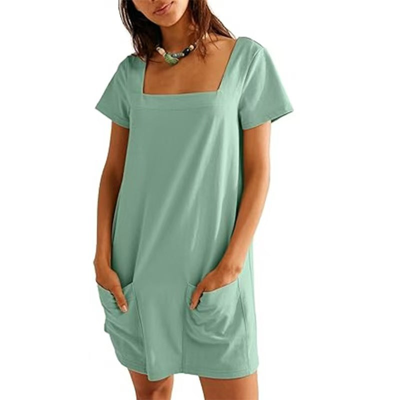 Casual dress for women with square neckline and practical pockets Lune London
