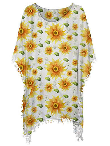 Tunique de plage pour femmes avec design floral et style poncho Chic & Stil
