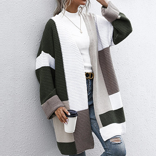 Ladies long sleeve cardigan with trendy block design and relaxed fit Lune London