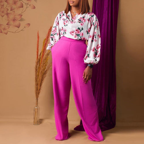 Women's jumpsuit with floral top and wide pants Lune London