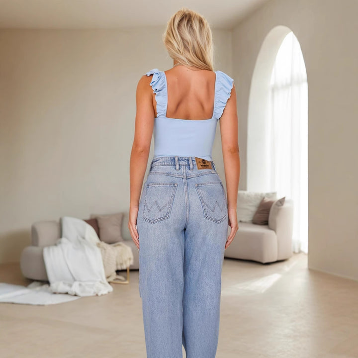 Haut ajusté pour femme avec des détails de volants romantiques Chic & Stil