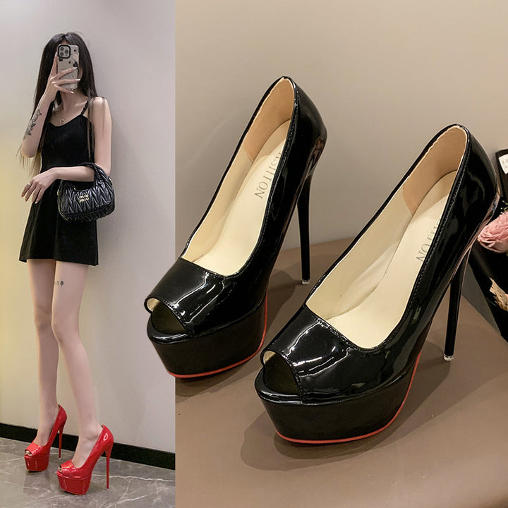 Ladies Peep Toe High Heels with Platform and High Stiletto Heel Lune London