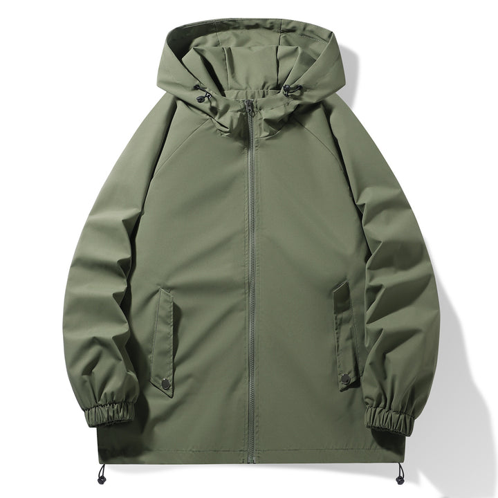 Functional men's jacket with adjustable hood collar and elastic sleeve cuffs Lune London