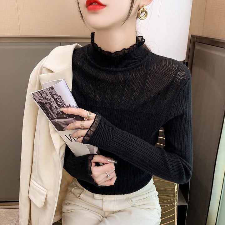 Fashion knit sweater for women with ribbed structure and eye-catching collar Lune London
