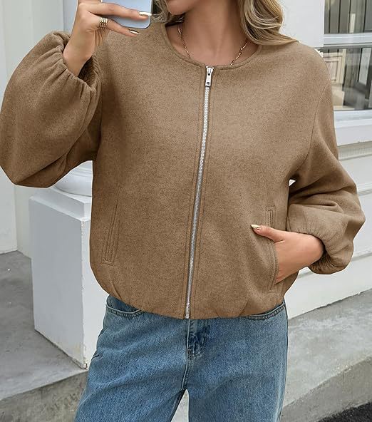 Veste ZIP de loisirs pour femmes avec des manches ballon Chic & Stil