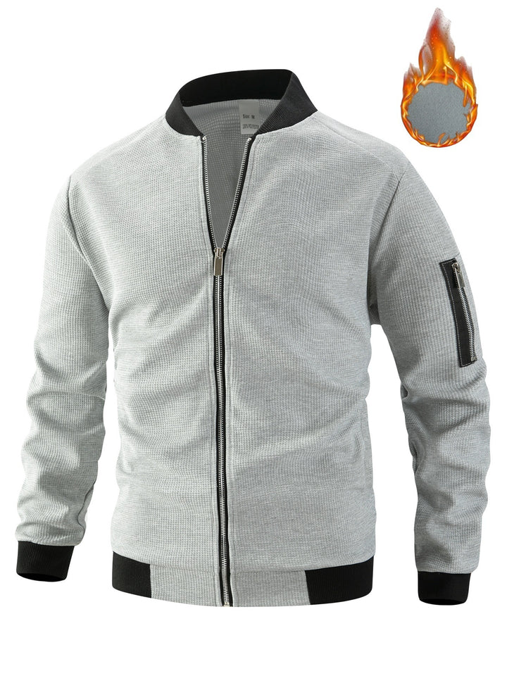 Sporty bomber jacket for men in textured material with practical side pockets Lune London
