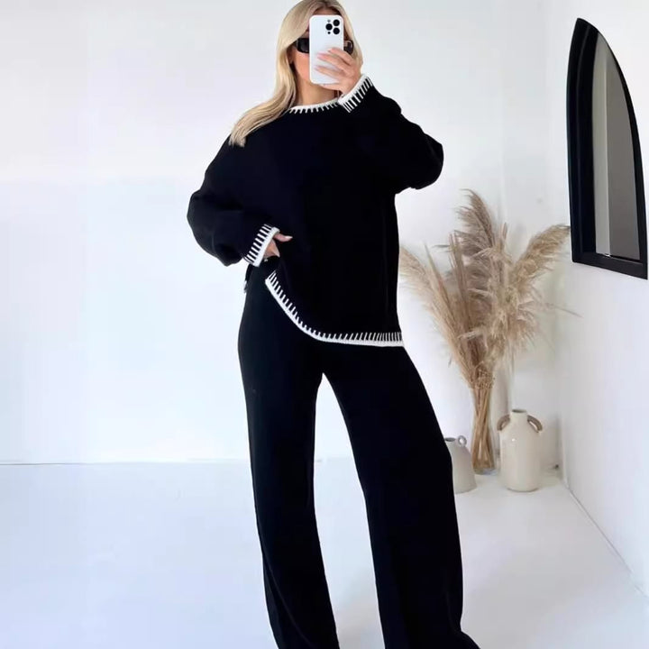 Oversized knitted set for women with contrasting decorative seams Lune London