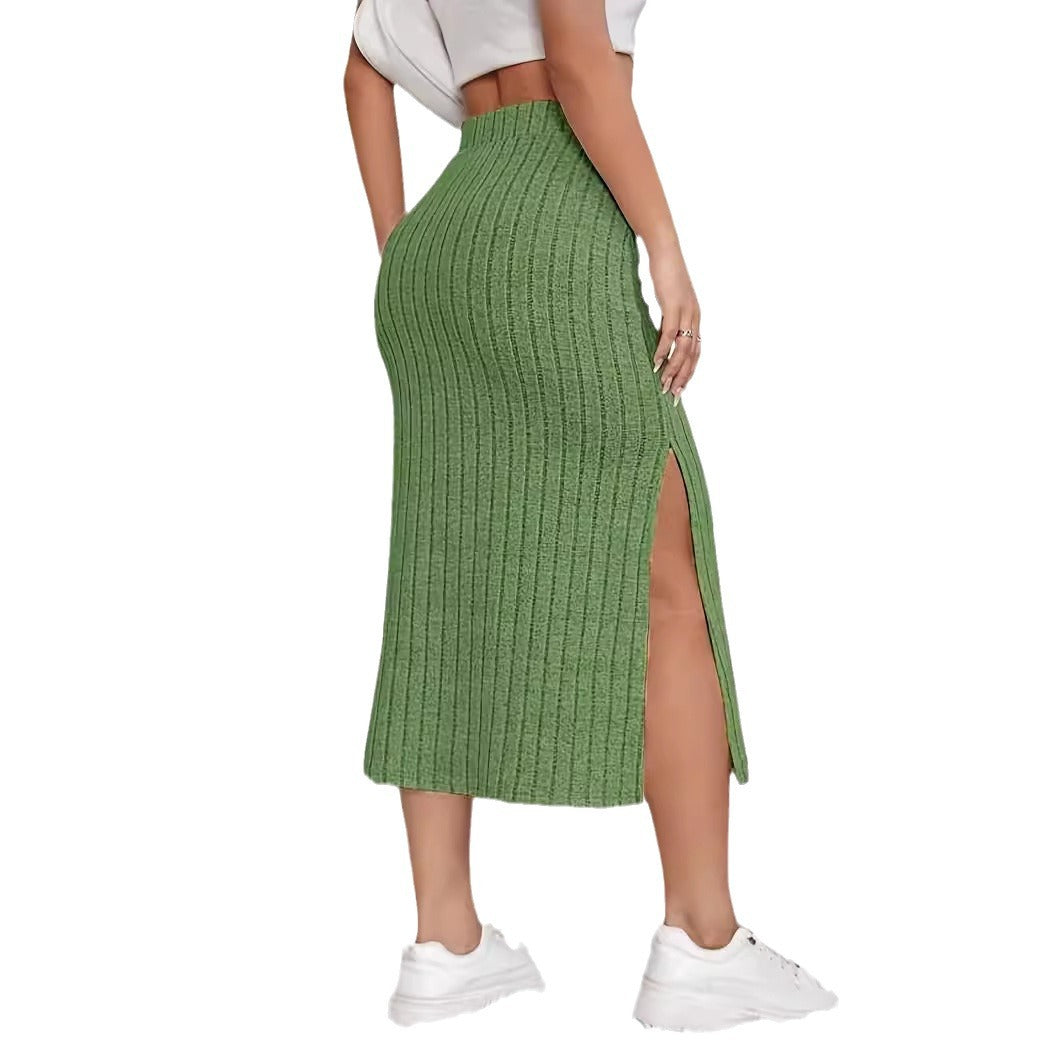 Roc midi dress woman with side slit and rib structure Lune London