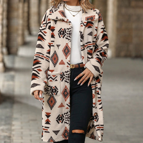 Fleece jacket for women with ethnic pattern Lune London