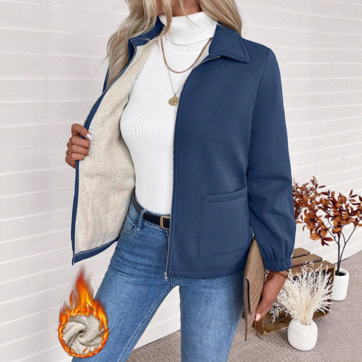 Casual zip-up jacket for women with practical side pockets and elastic cuffs Lune London