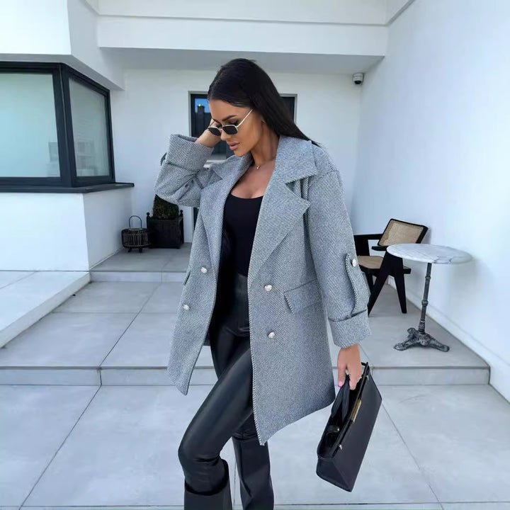 Women Double-Breasted Wool Blazer Lune London