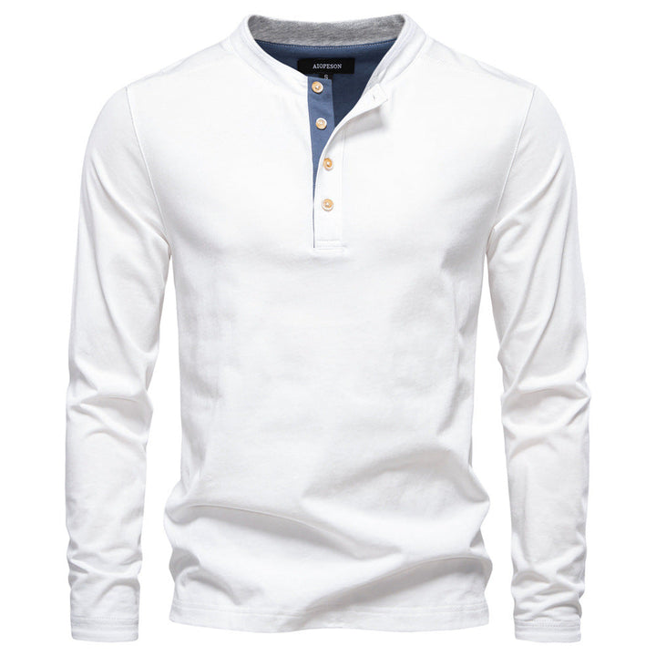 Lune London | Men's Long Sleeve Henley Shirt with Elegant Snap Buttons and Comfortable Fit