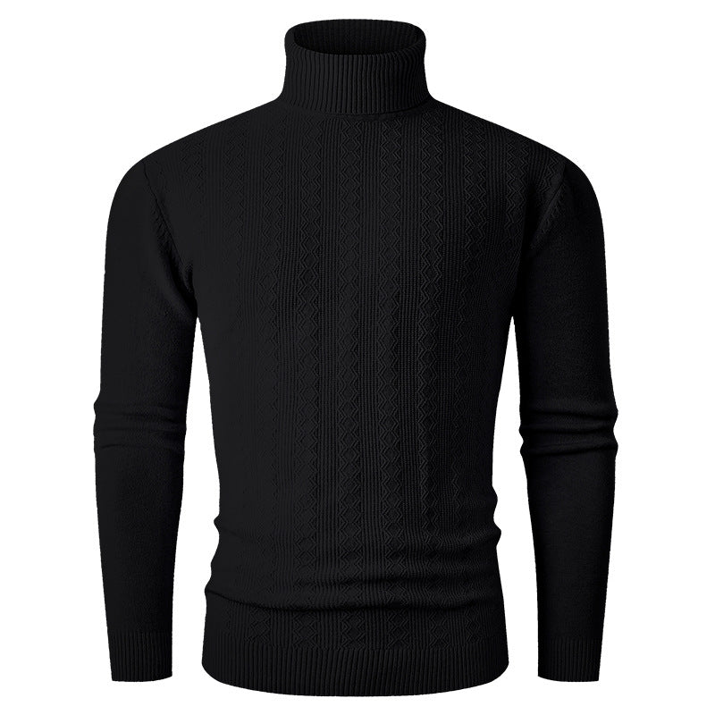 Pullover à col roulé pour hommes avec motif texturé et col montant Lune London