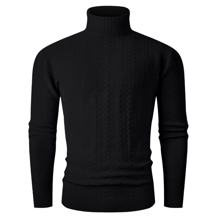 Pullover à col roulé pour hommes avec motif texturé et col montant Lune London