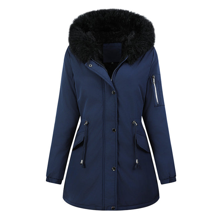 Ladies parka fashion jacket with a large hood and teddy lining Lune London
