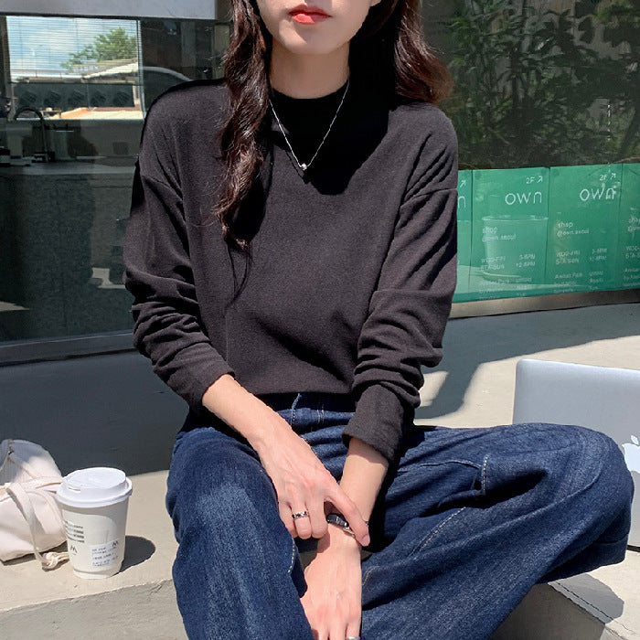 Women's Long Sleeve Shirt with Elegant Stand Collar Chic & Stil