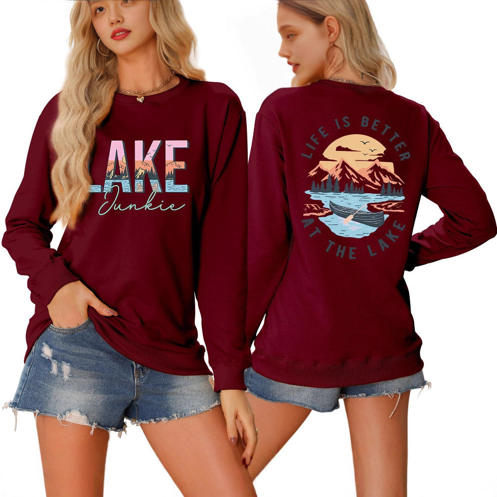 Chemise à manches longues pour femmes avec motif lac créatif et coupe décontractée Chic & Stil