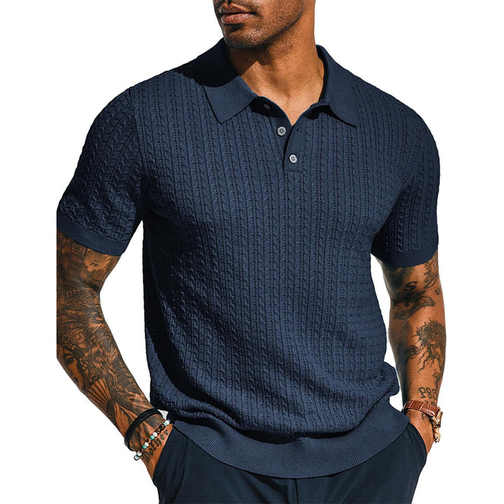 Men's polo with textured design and short sleeves Lune London