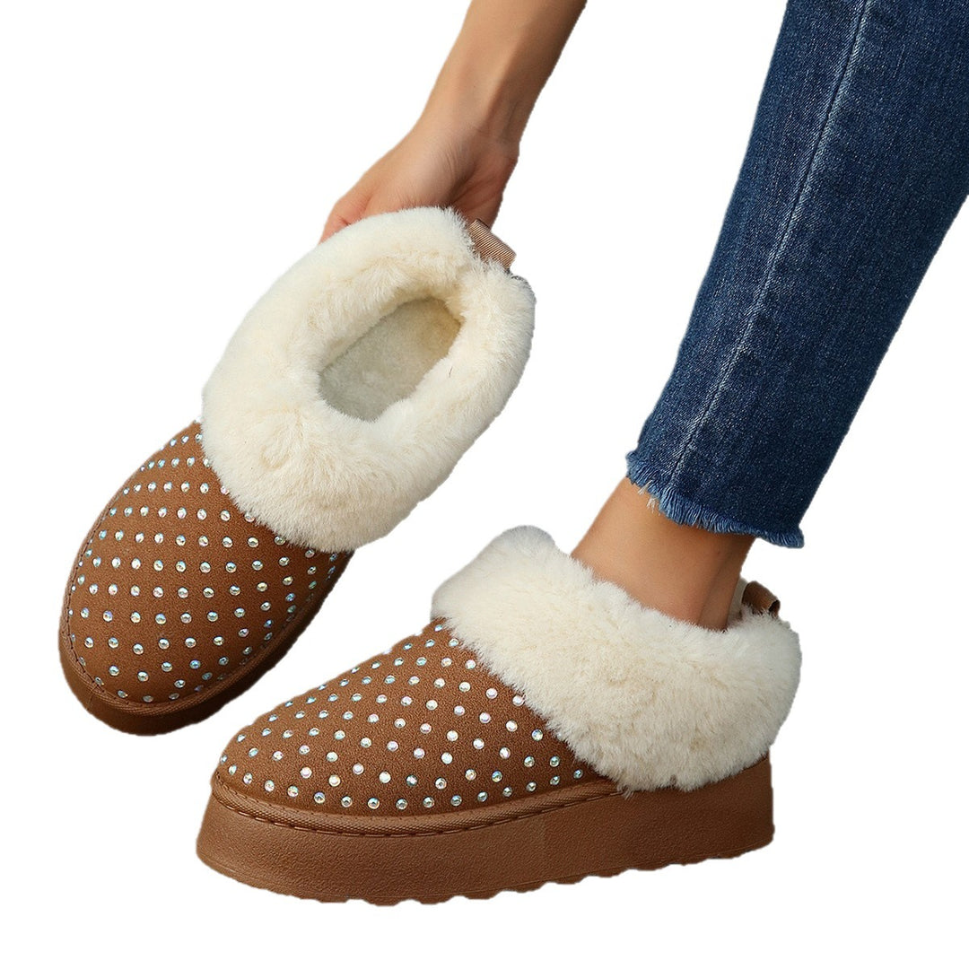 Ladies Soft Slippers with Sparkling Ornaments and Warm Lining Lune London