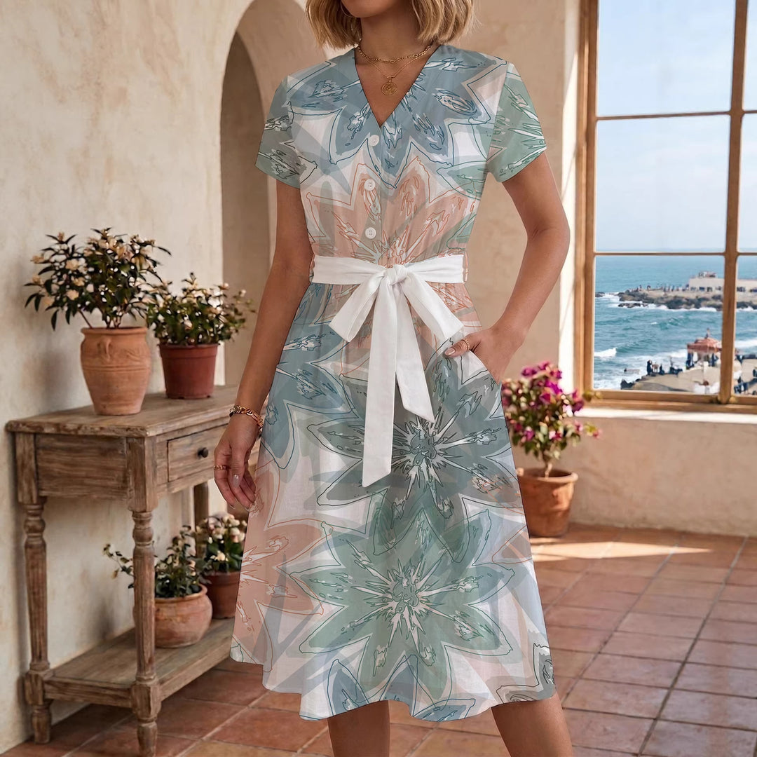 Women's Midi Dress with Floral Accents and Tailored Fit Lune London