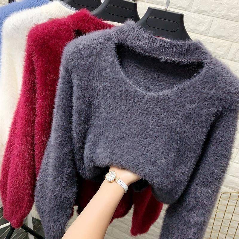 V-neck sweater with high collar for women soft Lune London