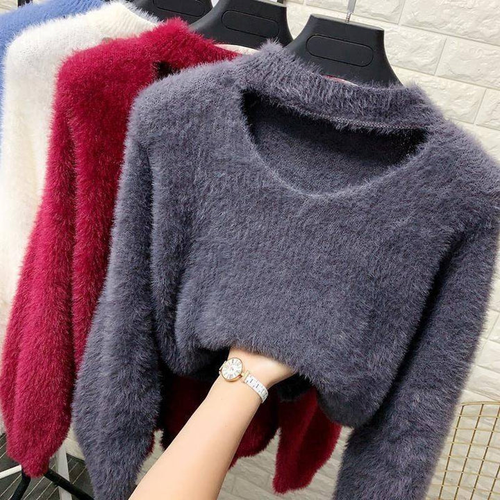 V-neck sweater with high collar for women soft Lune London