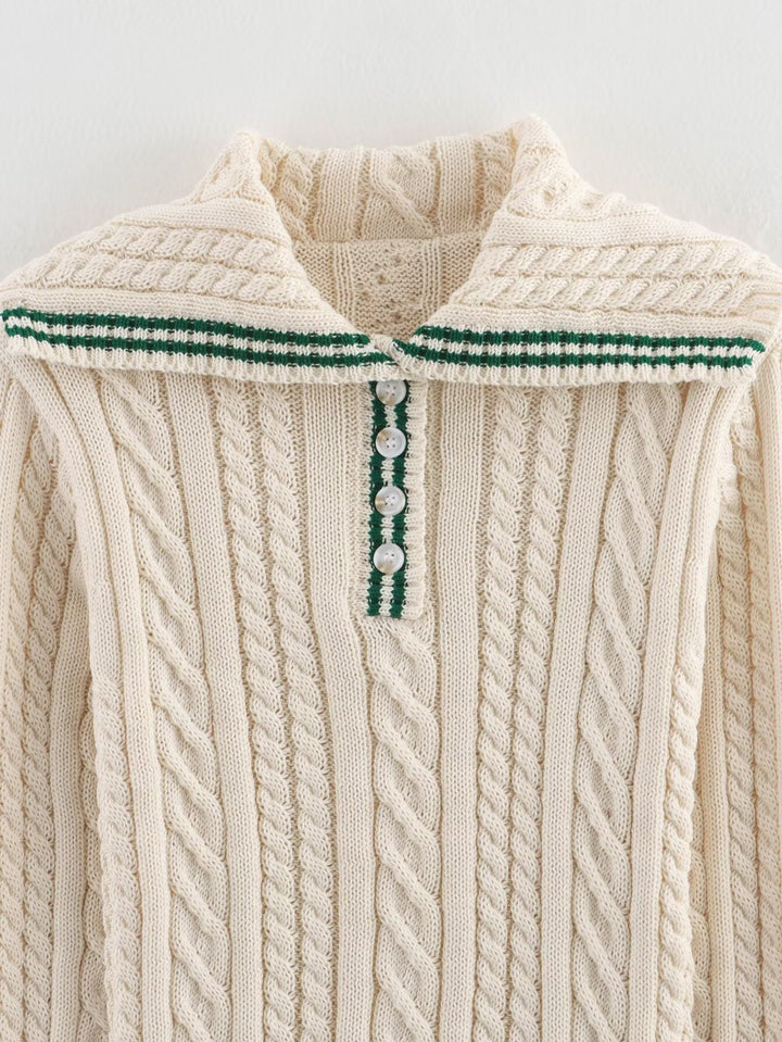 Pull en tricot pour femmes avec col montant classique et motif en câble intemporel Chic & Stil