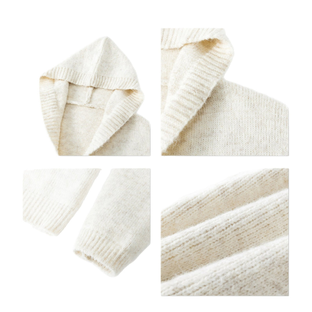 Ladies comfortable cardigan with open collar and practical pockets Lune London