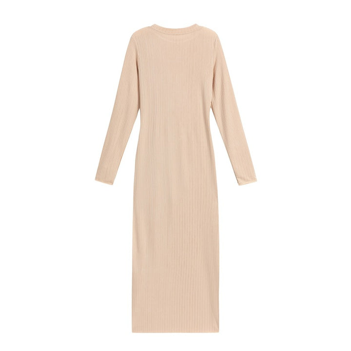 Long sleeve maxi dress for women with ribbed structure Lune London