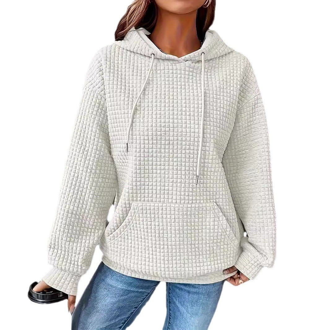 Sweat à capuche femme en motif waffle texturé avec poches latérales Chic & Stil