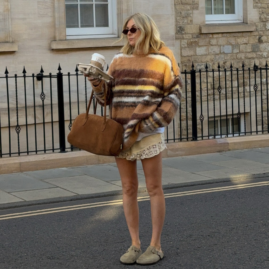 Oversized knitted sweater for women with modern striped patterns and a casual fit Lune London