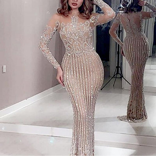 Women's elegant evening dress with glittering sequins and slim fit Lune London