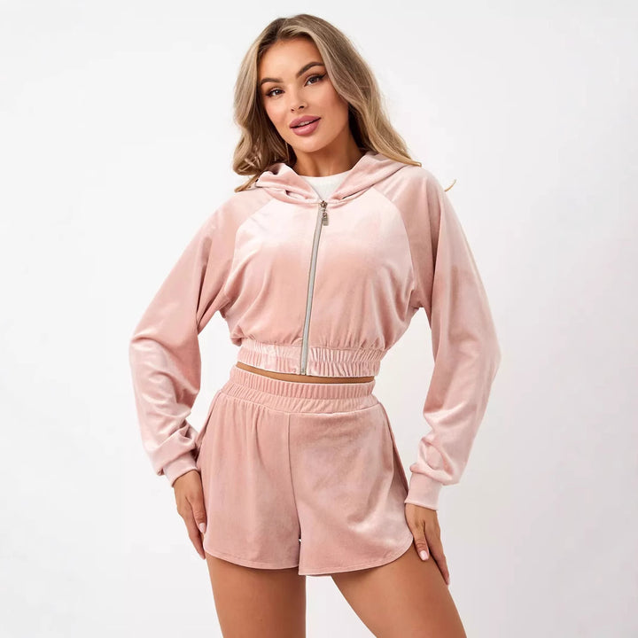 Ladies elegant Fleece-Hoodie with high collar and zipper Lune London