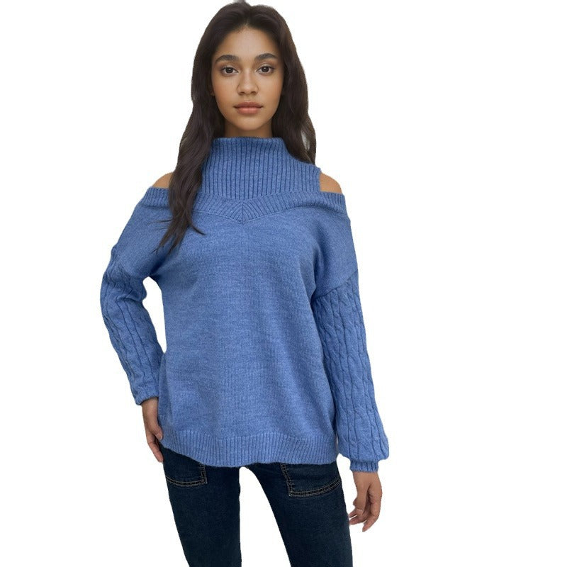 Long sleeve sweater for women with a trendy oversized off-shoulder design Lune Londonl