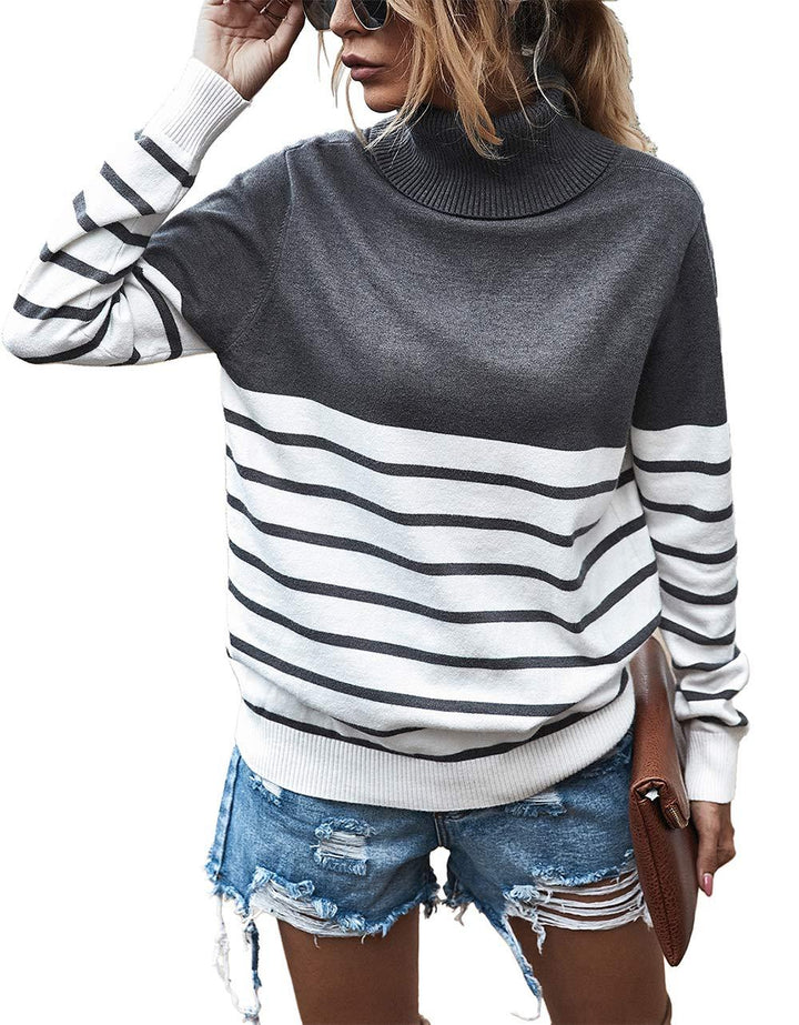 Comfortable turtleneck sweater for ladies with striped pattern Lune London