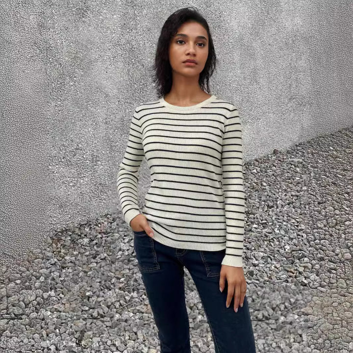 Long sleeve sweater for ladies with a modern striped pattern and a comfortable fit Lune London