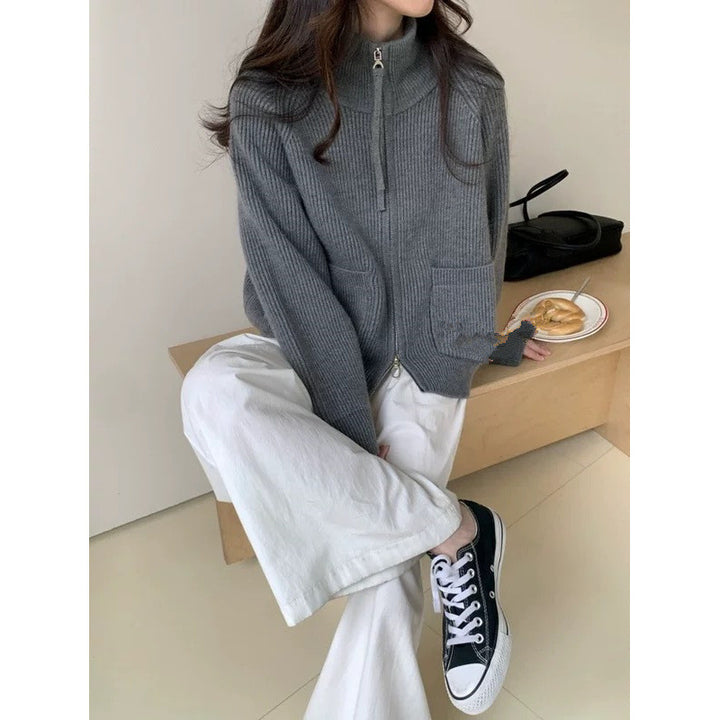 Cardigan femme avec col montant et poches pratiques Chic & Stil