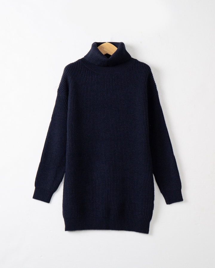 Thick knit dress for women with high collar and loose fit Lune London