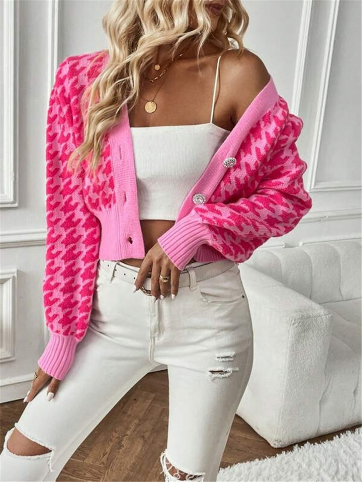 Knit jacket for women with a modern houndstooth pattern Lune London