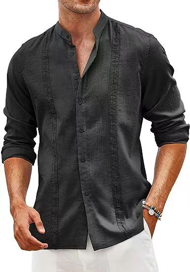 Men's leisure shirt with mandarin collar and buttons Lune London
