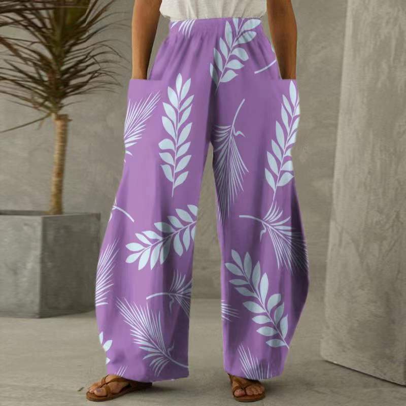 Pantalons fleuris amples pour femmes avec poches et taille élastique Chic & Stil