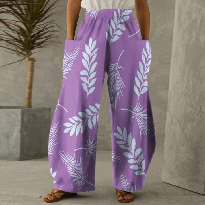 Pantalons fleuris amples pour femmes avec poches et taille élastique Chic & Stil